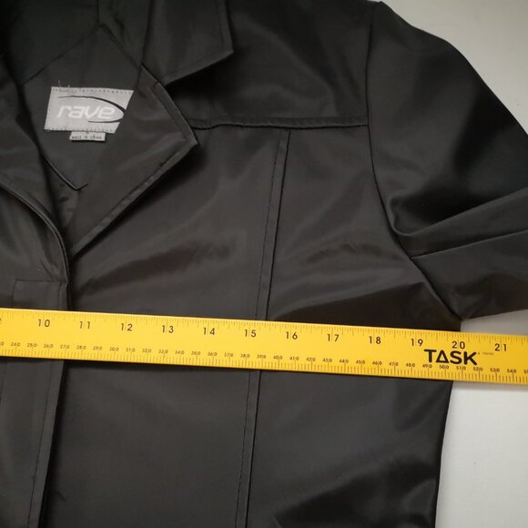 Rave Ladies Black Tie Front Straight Fit Shiny Overcoat/Raincoat - Picture 6 of 7